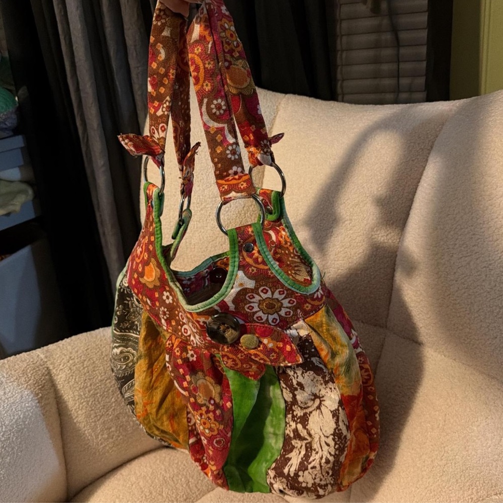 Multicolor Patchwork Shoulder Bag - image 3